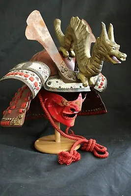 Vintage  Japanese Samurai Armor Helmet ( Kabuto)+face Mask(menpo)+maetate • $699