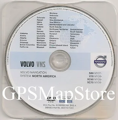 2009 2010 Volvo S80 XC60 XC70 V70 VNS Navigation DVD WEST Coast U.S Map + Canada • $75