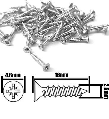 £2.35 • Buy M2.5 X 16mm Countersunk Sharp Small Bright Zinc Plated Multipurpose Wood Screws
