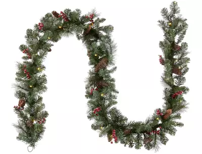 National Tree Company 9ft Pre Lit Garland Clear W/ Pinecones And Berries • $30