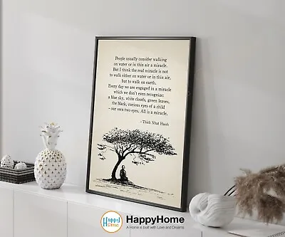 Thich Nhat Hanh Quotes Wall Art The Real Miracle Of Mindfulness Art Decor -P645 • $215.60