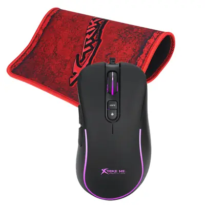 Xtrike USB Wired Gaming Optical Mouse & Pad Combo Black For PC Laptop PS4 • £9.99