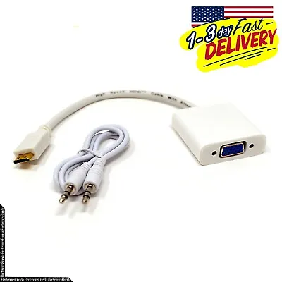 1080P PC Mini HDMI To VGA Female HDTV Video Converter Adapter Cable -Audio Cable • $10.66