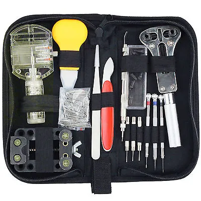 144 Pcs Watch Repair Tool Kit Watchmaker Back Case Remover Opener Spring Pin Bar • £8.95