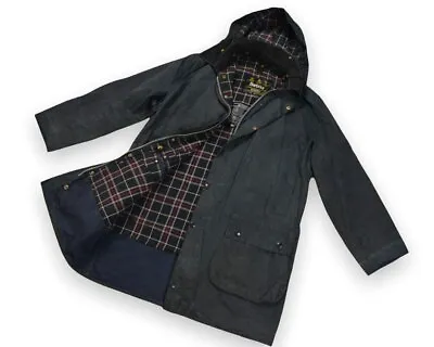 Men's Barbour Border Waxed Jacket Vintage England Hunting Blue • $105