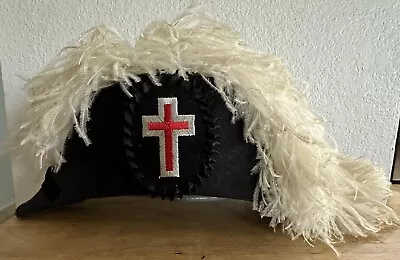 Antique Masonic Ostrich Knights Templar Hat Chapeau-Freemason With Case • $135