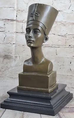 Vintage Marwal Head Bust Figure Queen Nefertiti In Real 100% Bronze Statue • $249