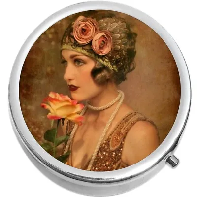 Vintage Flapper Girl  Medicine Vitamin Pill Box • $12.77