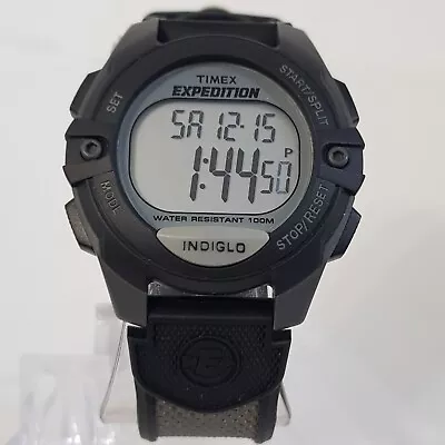 Timex Expedition Digital Watch Mens Black Gray Day Date 100M NEW BATTERY  • $18