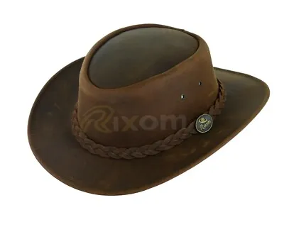 £20 • Buy Australian Style Leather Cowboy Hat Western Crazy Horse Brown Bush Outback Hat