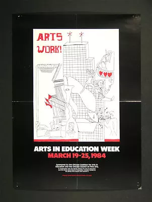 Vintage 1984 Poster Arts In Education Week Chicago Illinois Sears Tower • $28