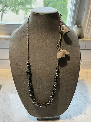 J. Crew Gunmetal Faux Pearl And Rhinestone Cluster Necklace 24” Plus 2” • $17.99