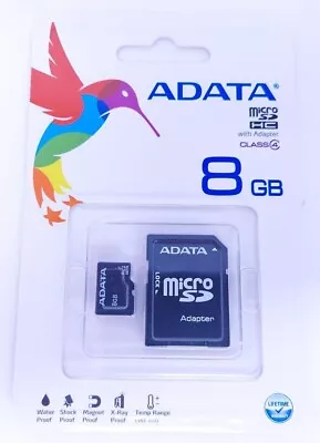 ADATA 8GB MicroSDHC Class 4 Memory Card With Adapter • $8.95