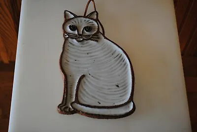 Vintage Victoria Littlejohn Ceramic Cat Trivet White Cat • $24.95