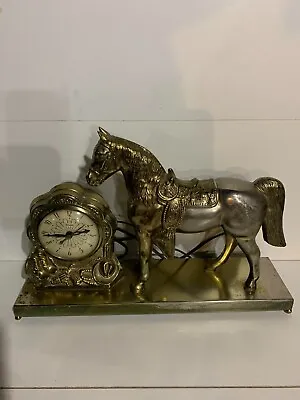 Vintage Gold Electric Horse Mantle Clock-United Metal Goods-Works • $40