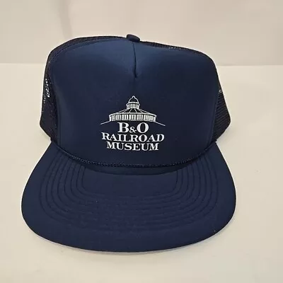 Vintage B & O Railroad Museum Snapback Trucker Hat Foam Mesh Back Navy Blue • $9.90