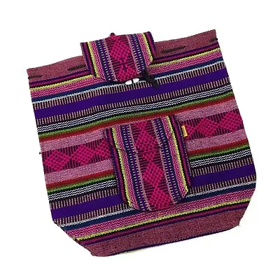 Authentic RASTA Bag Beach Hippie Baja Ethnic Backpack Made In Mexico Colorful 08 • $16.09