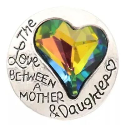 Silver Plated Iridescent Mother Daughter Heart 20mm Snap Charm For Ginger Snaps  • $6.95