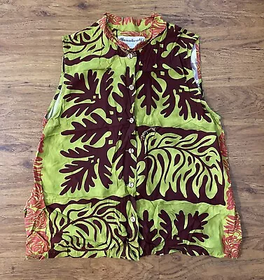 Manuhealii Top Women’s Hawaiian Print Floral Quilt Style Button Sleeveless L • $88