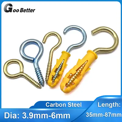 Heavy Duty Self Tapping Eye Screw Hooks Hanging Plastic Expansion Wall Plug Hook • $0.99