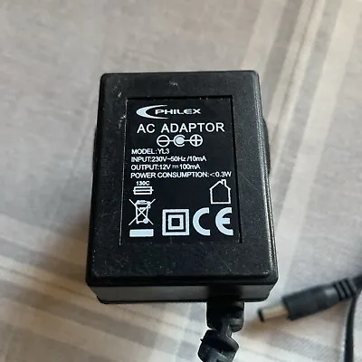 Philex AC Adaptor Model YL3B Input- 230 V Output 12v Black used • £7