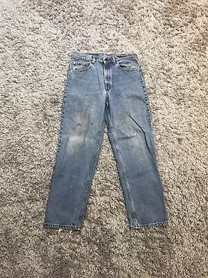 VINTAGE 90s Levi's 555 Denim Jeans 33X30 Blue Wash Distressed Pants Made In USA  • $32.22