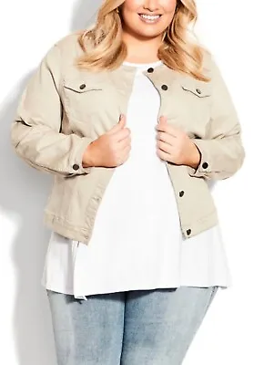 EVANS By CITY CHIC Phoebe Denim Jacket In Stone Plus Size XS/14 NWT • $35