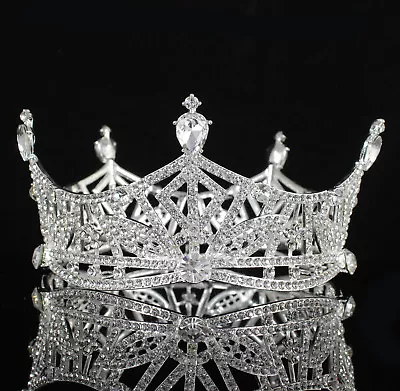 Miss America Crown Clear Austrian Rhinestone Hair Tiara Pageant T1299 Silver • $22.99