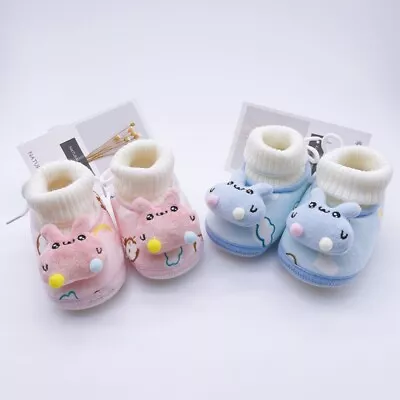 Newborn Kids Baby Girls Boys Anti-Slip Warm Socks Slipper Shoes Cartoon Booties • £6.99