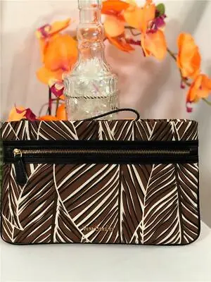 NWOT Vera Bradley RFID Mia Banana Leaves Brown Wristlet With Leather Trims • $27.99