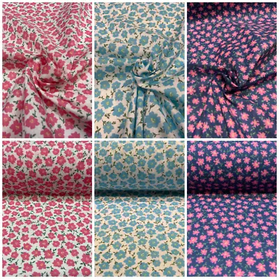 Spring Summer Small Floral Poly Cotton Printed Lightweight Fabric M1618 • £1