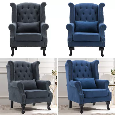 Chesterfield Classic Buttoned Wing Back Fireside Armchair Sofa Queen Anne Chair • £199.95