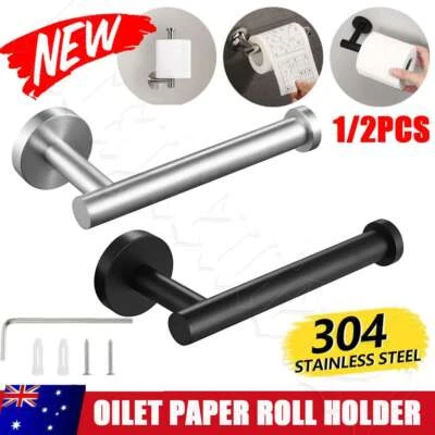 $11.45 • Buy Mounted Toilet Paper Roll Holder Stainless Steel Hook Bathroom Wall Storage NEW