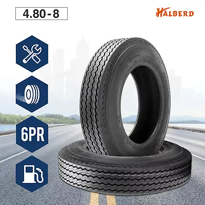 Set 2 6PR 4.80-8 Load RangeC Trailer Tires 4.80x8 4.8-8 Tubeless Boat Cargo Tyre • $49.98