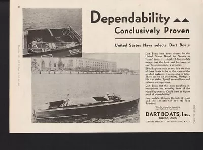 1930 Dart Boat Us Navy Air Service Military Sailor Runabout Toledo Ad 10515 • $21.95