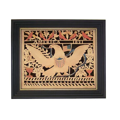 Antique Style American Eagle Scherenschnitte Paper Cutting Wood Frame • $60