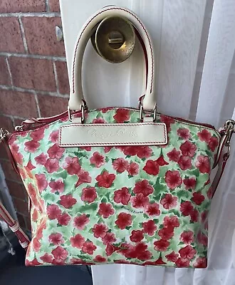 EUC! Dooney & Bourke RED Small Petunias Collection Satchel For Springtime Fun! • $79