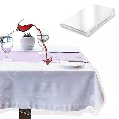 Heavy Duty Vinyl Tablecloth Protector Plastic Clear Oblong Table Cover 60X120 • $13.97