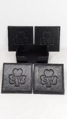 (A3:14) 5 Piece 4 Leather Coasters. Monogrammed  SW  With Clover Clubs Design • $10.95