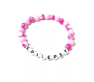 Medical Alert Bracelet Warning SOS Pink Candy Swirl 8mm Acrylic Beads • £5.99