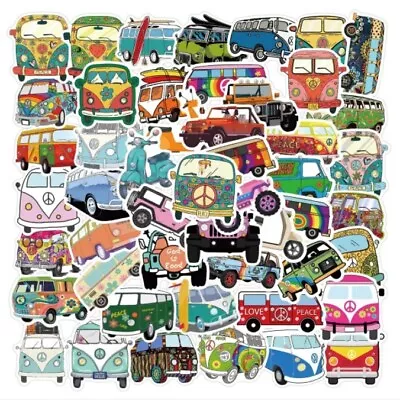 $9.98 • Buy Stickers VW Hippie Volkswagen Bus Jeep VespaVinyl Decal Pack Lot 50pc