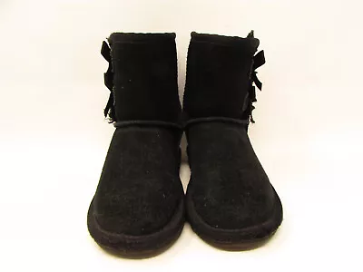 KOOLABURRA By UGG Girls Size 7 Black Boots Suede Bow 1090330  Kids • $26.95