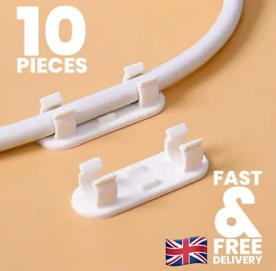 10pcs Adjustable Cable Management Clips Adhesive Cable Organisers - White • £4.49
