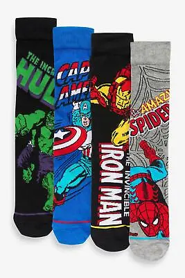 Mens 4 Pack Marvel Heroes Cotton Rich Novelty Socks  Avengers  9 -11 Ex Store • £9.95