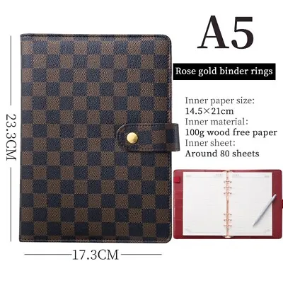 Handmade Luxury A5 Personal-Size Checkered & Black Agenda Planner | 6-RING • $13