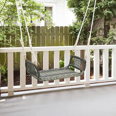 Outdoor Single Swing Chair Bench W/Hanging Hemp Ropes For Adults&Kids Mix Brown • $59.99