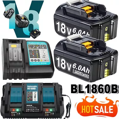 2x 6000mAh 18Volt Li-ion Battery For Makita 18V BL1860B BL1850 BL1890B BL1830 US • $47.49