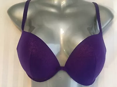 Bra La Senza 36C  Purple Beyond Sexy Sparkle Plunge Push-up Padded Underwire • $17.99