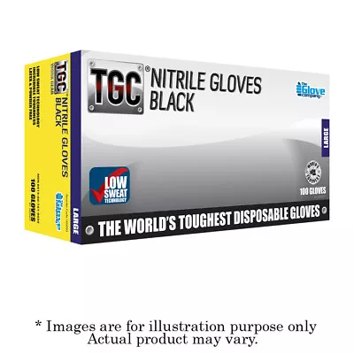 New THE GLOVE COMPANY Black Nitrile Gloves 100 Pack Medium 160002 • $64.50