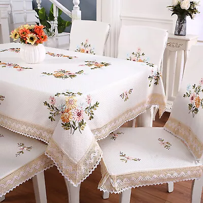 Vintage Hand Embroidery Lace Tablecloth Dining Table Cloth Cover Wedding Party • $47.50